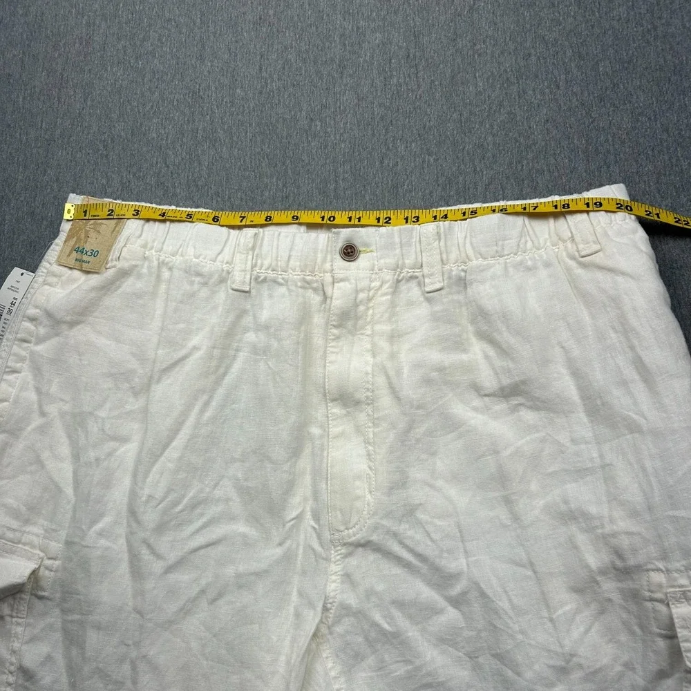 Caribbean Roundtree & Yorke Linen Cargo Pants Mens 44x30 Big Man White Beach NEW